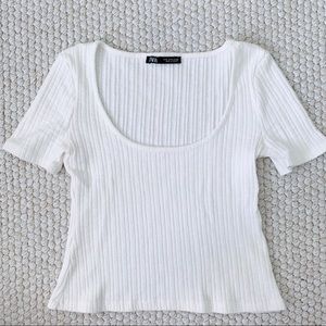 Zara ribbed scoop neck top